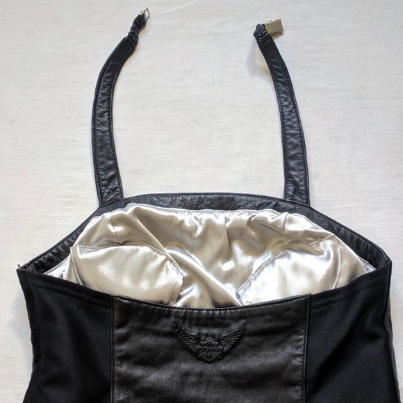 HARLEY DAVIDSON LEATHER STUDDED HALTER BUSTIER - Picture 2 of 12